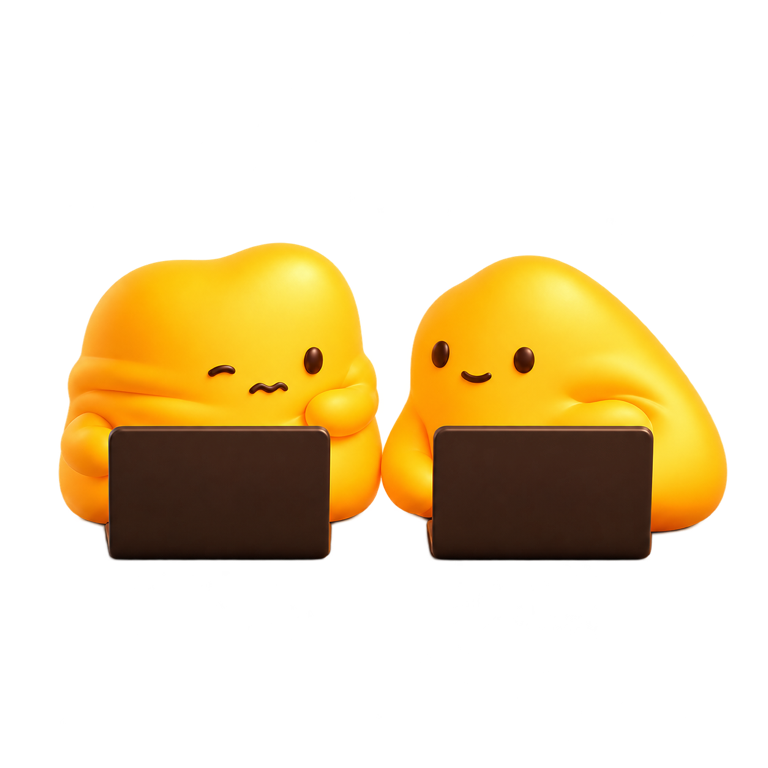 Two Unknot characters working at laptops